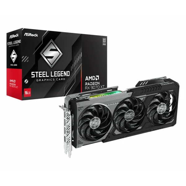 کارت گرافیک ASRock RX 9070 XT Steel Legend Dark 16GB